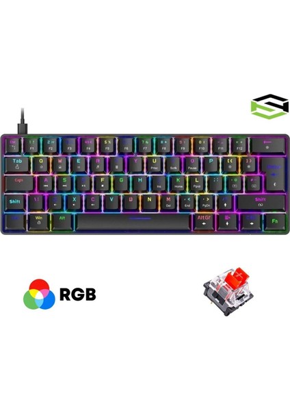 T60 Kırmızı Switch Rgb Klavye Kablolu Gaming Oyuncu Klavyesi