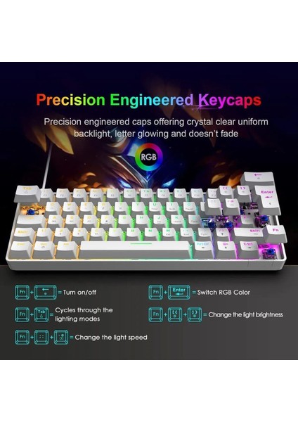 T60  Kırmızı Switch Rgb Klavye Kablolu Gaming Oyuncu Klavyesi