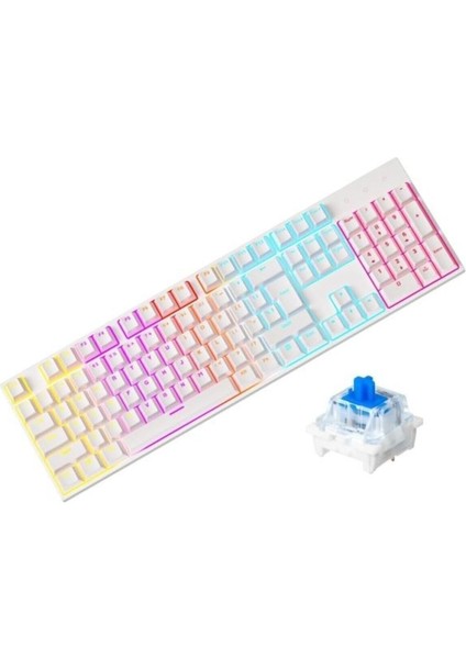 Beyaz Rgb Mavi Switch Q Gaming Tam Mekanik Kablolu Oyuncu Klavyesi K50 Bkb4