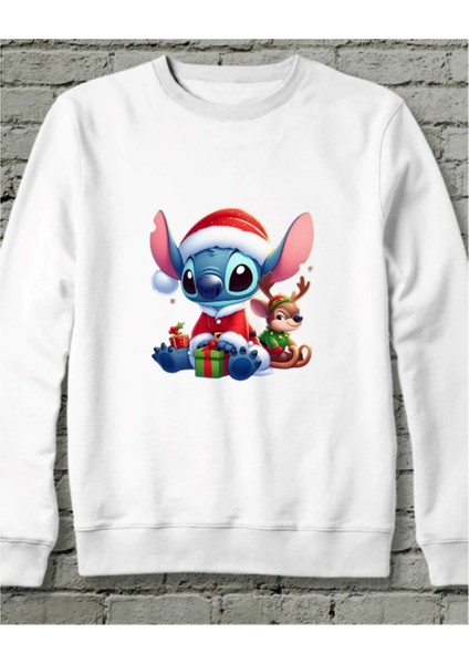 Ohana! Christmas Sparkle Sweatshirt Beyaz