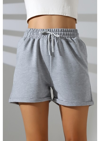 Paçası Katlamalı Geniş Rahat Kalıp Şort 21822 Grimelanj modelleri