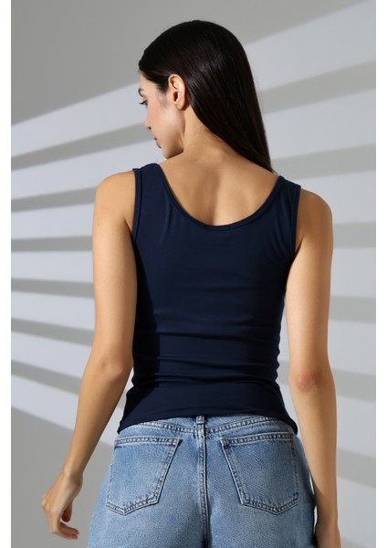 Yakası Düğmeli Likralı Ribana Kumaş Esnek Atlet 21881 Lacivert fırsatları