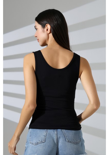 Yakası Düğmeli Likralı Ribana Kumaş Esnek Atlet 21881 Siyah fırsatları