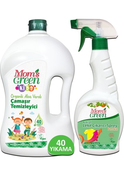 2'li Set 1500 ml Çocuk Çamaşır Temizleyici (40 Yıkama) ve Bitkisel Leke Çıkarıcı 750 ml