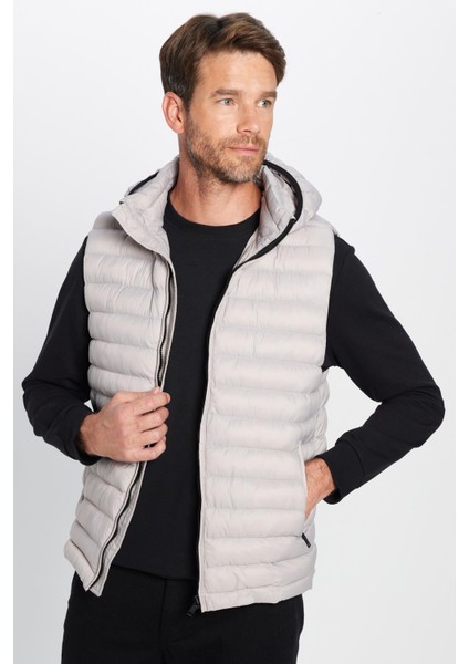 Erkek Slim Fit Dar Kesim Astarlı Rüzgar Geçirmez Cepli Taş Renk Çıkarılabilir Kapüşonlu Şişme Yelek fiyatları