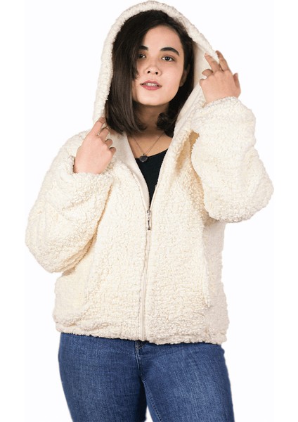 Legosh Fermuarlı Kapüşonlu Peluş Mont modelleri