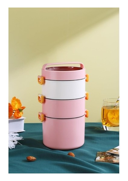 Bento Lunch Box Ofis-Okul Için Yeni Nesil Sefer Tası 3 Katlı Büyük Boy Çelik FF545 (Yurt Dışından)