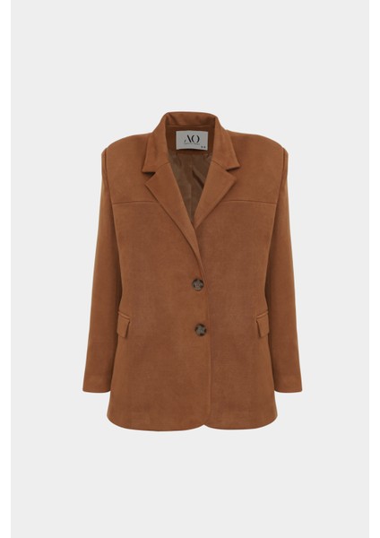 Premium Oversize Çift Düğme Blazer Kadın Süet Ceket