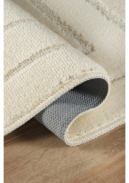 Doğal Kaymaz Taban Banyo Paspas Seti Uzun Ömürlü Yumuşak Dokulu Su Emici Yıkanabilir Krem Çerçeve Set 50x80-50x40