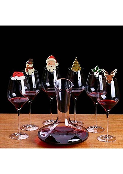 Noel Kırmızı Şarap Kadehi Kart Geyik Kafası Dekorasyon Kartı Noel Baba Noel Şapka Şarap Kadehi Kartı (Yurt Dışından)