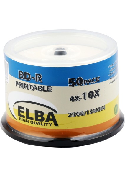 Blu-Ray Bd-R 10X 25Gb 50Li Cake Box Prıntable