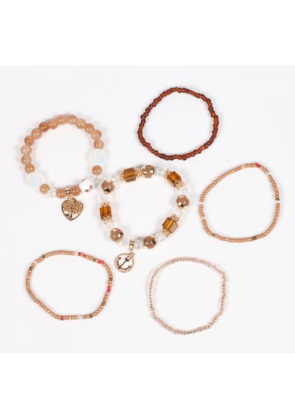 Kadınlar Için 6 Bohemian Istiflenebilir Bilezik Seti Çok Katmanlı Streç Boncuk Bilezik Seti Boho Bilezik Çok Renkli Moda Takı (Yurt Dışından)