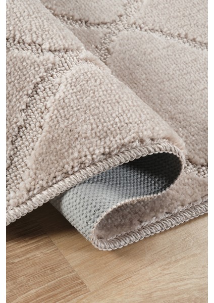 Doğal Kaymaz Taban Banyo Paspas Seti Uzun Ömürlü Yumuşak Dokulu Su Emici Yıkanabilir Vizon Çizgili Set 50x80-50x40