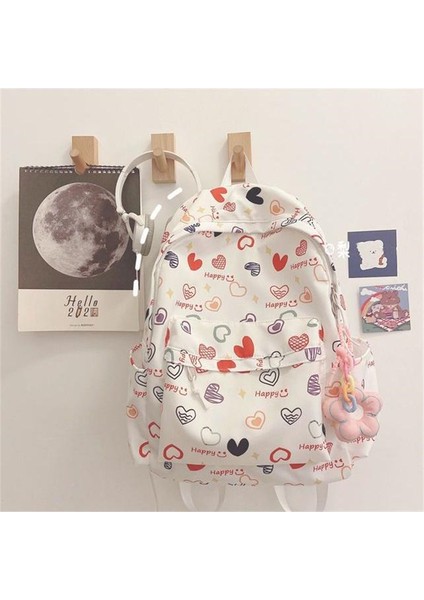 Sevimli Baskı Büyük Kapasiteli Kolej Tarzı Sırt Çantası (Yurt Dışından)