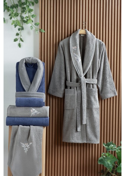 Garcia Gri/mavi Mood Comfort 6 Parça Aile Bornoz Seti