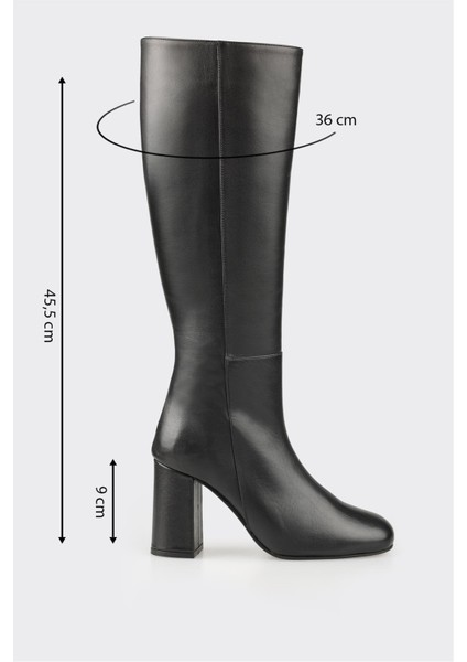 Siyah Deri Kadın Yüksek Topuk Çizme indirimleri