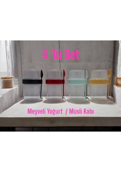 4 'lü Set Meyveli Yoğurt Kabı***müsli Kabı (4x 550ML)