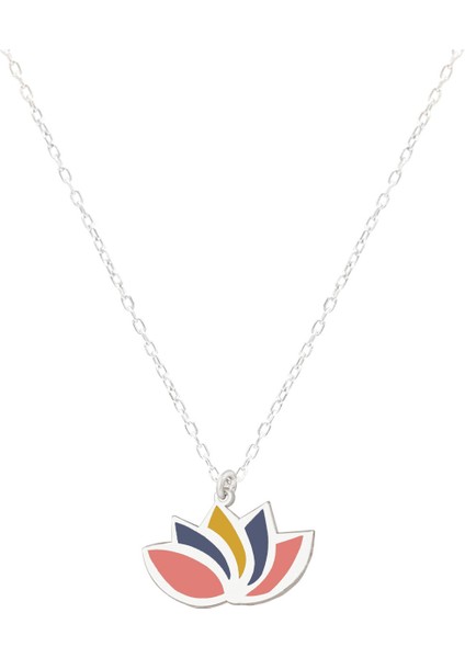 Mineli Lotus Kolye 925 Ayar Gümüş Çok Renkli