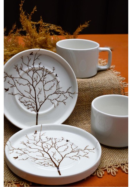 Hayat Ağacı 4 Parça 2 Kişilik Porselen Çay Fincan Takımı fiyatları
