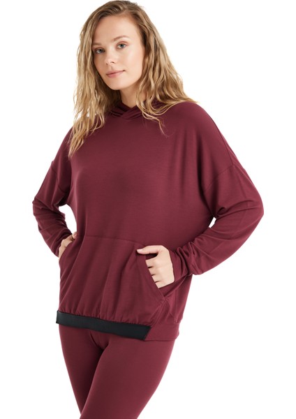 Kadın Sweatshirt 51640 - Bordo