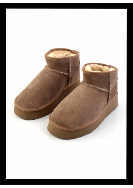 Bej Süet Hakiki Deri Kadın Bot & Bootie K02422009002