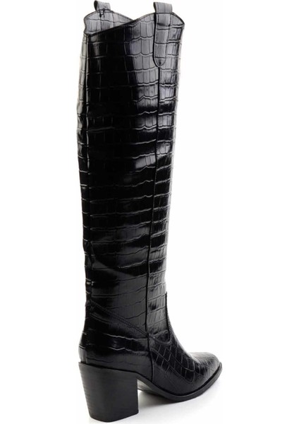 Siyah Kroko Kadın Çizme K03192184011 fırsatları