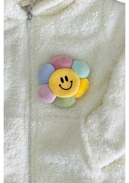 Unisex Çocuk Kapüşonlu Cepli Beyaz Welsoft Sweatshirt