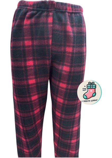 Cepsiz Kışlık Polar Kadın Pijama Altı Tek Alt JE33 - Çorap Hediyeli