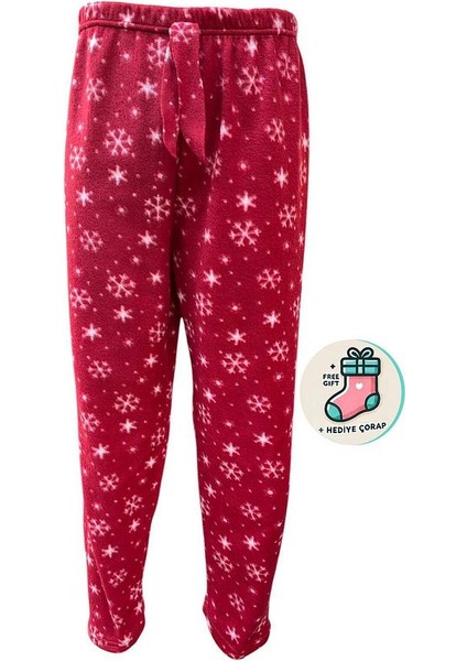 Cepsiz Kışlık Polar Kadın Pijama Altı Tek Alt JE34 - Çorap Hediyeli