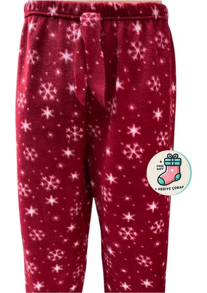Cepsiz Kışlık Polar Kadın Pijama Altı Tek Alt JE34 - Çorap Hediyeli