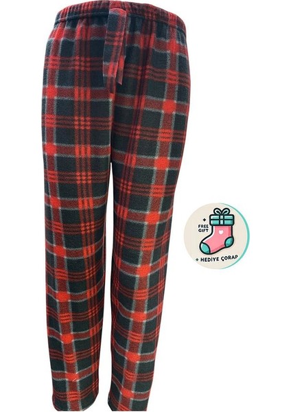 Cepsiz Kışlık Polar Kadın Pijama Altı Tek Alt JE31 - Çorap Hediyeli