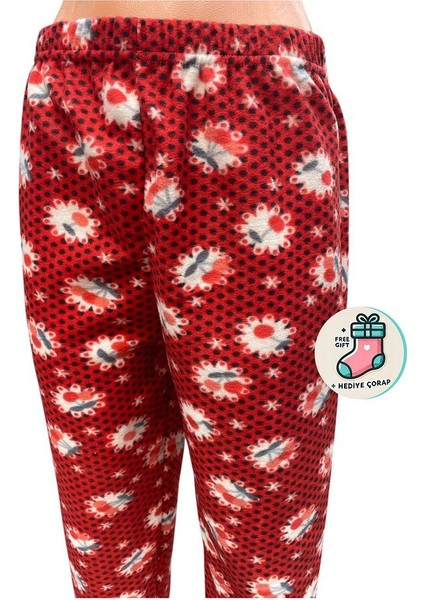 Cepsiz Kışlık Polar Kadın Pijama Altı Tek Alt JE33 - Çorap Hediyeli