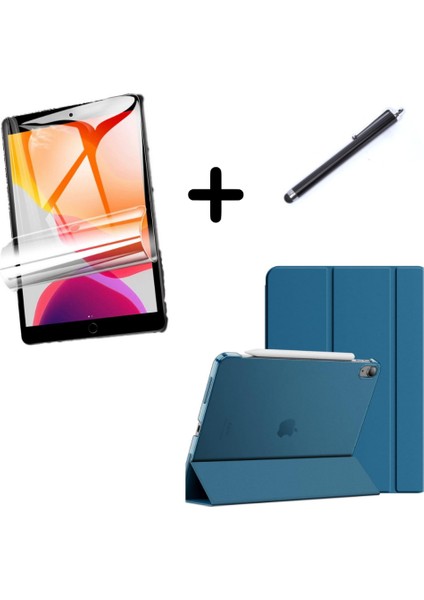 Apple iPad Air 4/5. Nesil 10.9 Kılıf Set Pu Deri Smart Tablet Kilifi Ekran Koruyucu + Kalem (10.nesil Değildir)
