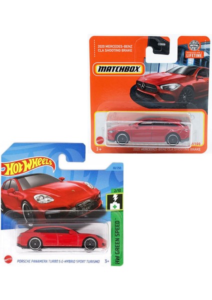 2 Araç Set - Matchbox 2020 Mercedes-Benz Cla Shooting Brake & Hot Wheels Porsche Panamera Turbo S E-Hybrid Sport Turismo (1/64)