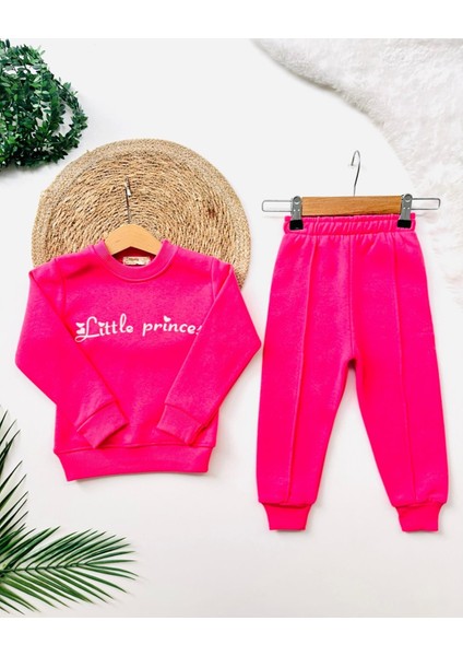 Kız Çocuk Little Princess Detaylı Fuşya Alt Üst Takım