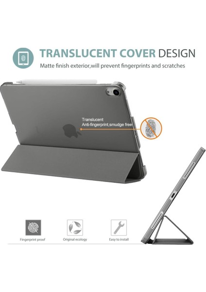 Apple iPad Air 5 10.9 2022 M1 Kılıf Pu Deri Smart Standlı Case A2588 A2589 A2591