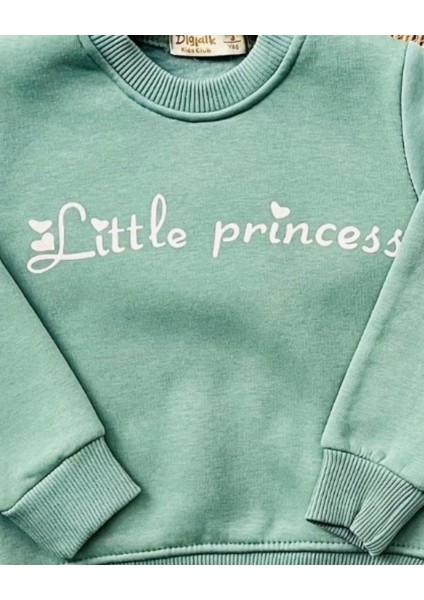 Kız Çocuk Little Princess Detaylı Su Yeşili Alt Üst Takım
