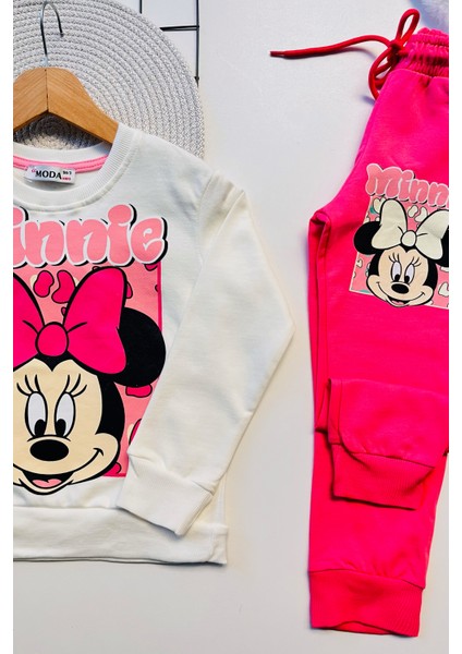 Kız Çocuk Minnie Baskılı Kapüşonlu Pembe Alt Üst Takım fiyatları