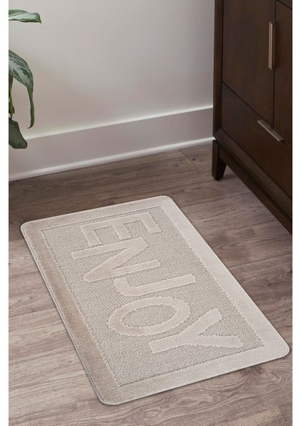 Doğal Kaymaz Taban Banyo Paspas Uzun Ömürlü Yumuşak Dokulu Su Emici Yıkanabilir Yazılı Paspas Vizon Enjoy 60x100