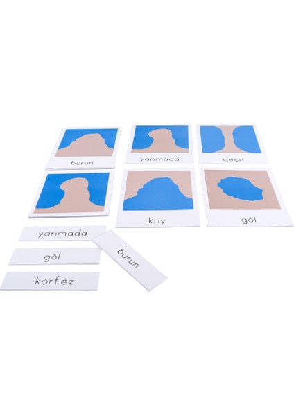 Montessori Cografi Oluşumlar Kara ve Su Form Kartları