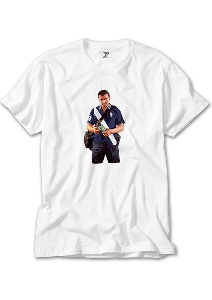 Gta Blue Thief Man Beyaz Tişört