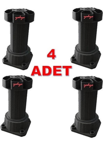 Siyah Ayarlanabilir Baza Ayağı 10 - 15 cm - 4 Adet -Tezgah ve Mobilya Ayağı