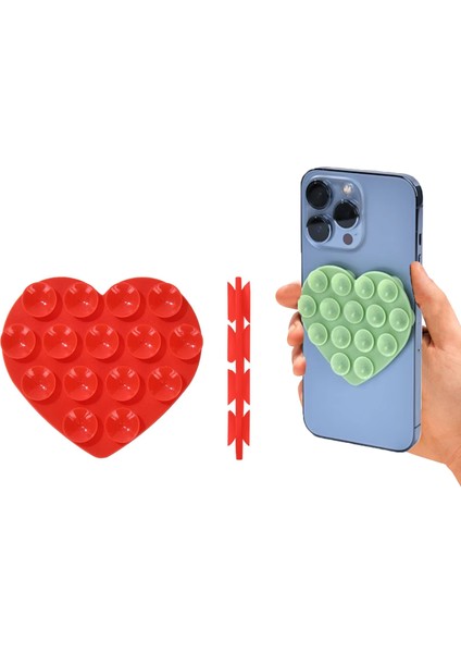 Vantuzlu Kalp Desen Silikon Cep Telefonu Sabitleme Yapıştırma Pedi AL4793