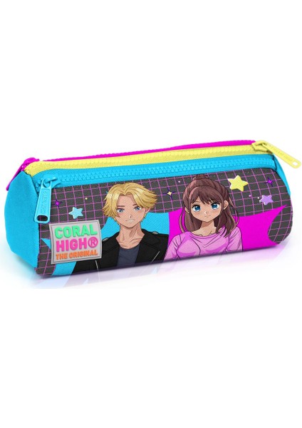 -Gri Mavi Pembe Anime Desenli 3’lü Okul Çanta Seti