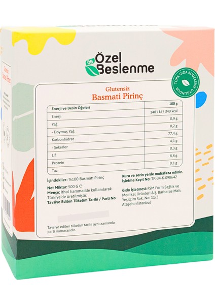 Özel Beslenme Basmati Pirinç 500G