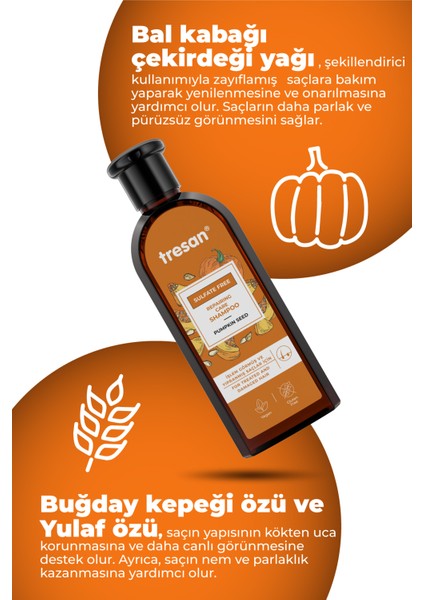 Bal Kabağı Çekirdeği Onarıcı Sülfatsız Bakım Şampuanı 300 ml X2 Adet