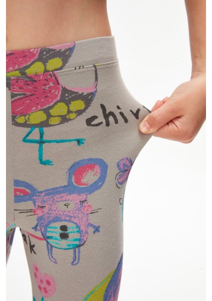 Ay Grisi Chirping Animals Kız Çocuk Yazlık Desenli Tayt modelleri