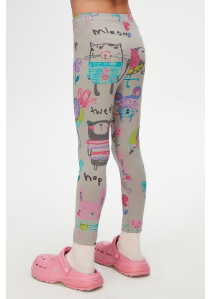 Ay Grisi Chirping Animals Kız Çocuk Yazlık Desenli Tayt fırsatları