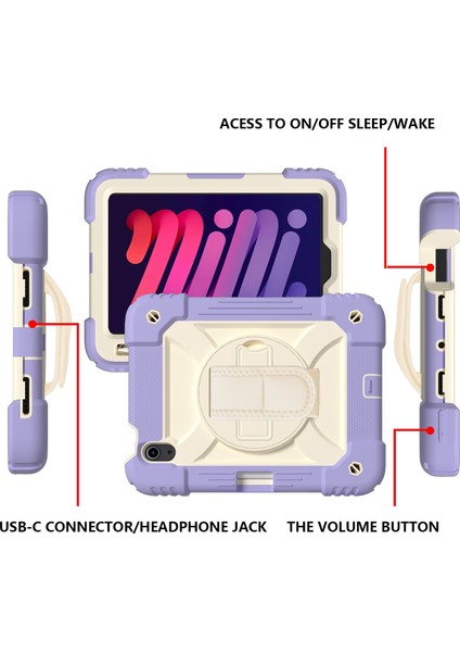 Pc + Silikon Kombinasyon Kılıfı iPad Mini 2024 / Mini 6 Için (Yurt Dışından)
