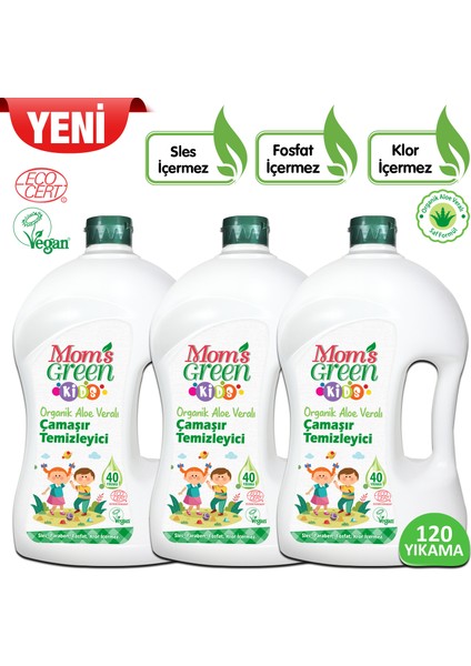 3'lü Set- Mom's Green Çocuk Organik Çamaşır Temizleyici 1500 ml x 3 Adet ( 120 Yıkama )